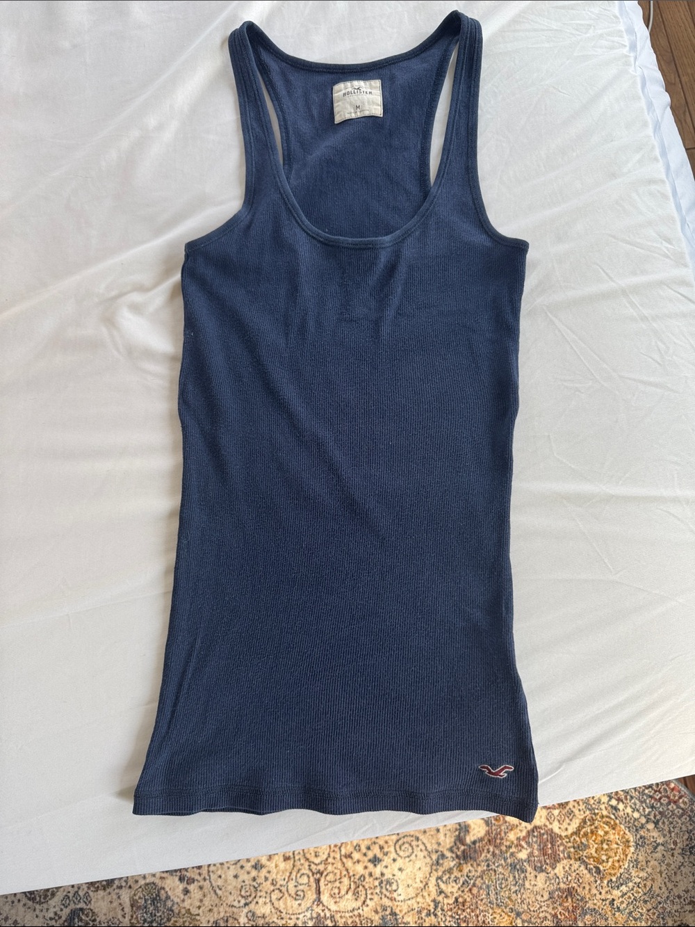 Hollister Navy Ribbed Scoop-Neck Tank